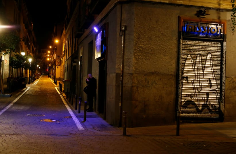 AN ALLEY in Madrid during the lockdown (photo credit: REUTERS)