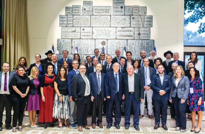 President Reuven Rivlin with members of the Our Common Destiny Forum at the President’s Residence in Jerusalem. (photo credit: HAIM ZACH/GPO)