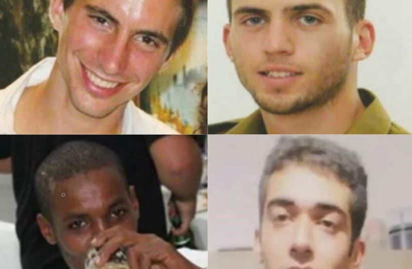 Israelis Hadar Goldin, Oron Shaul, Avera Mengistu and Hisham Al-Sayed being held by Hamas in Gaza (photo credit: COURTESY OF THE FAMILY/FACEBOOK)