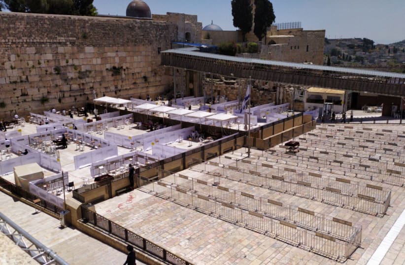 Cordoned-off prayer areas are seen on Thursday at the Western Wall. (photo credit: WESTERN WALL HERITAGE FOUNDATION)