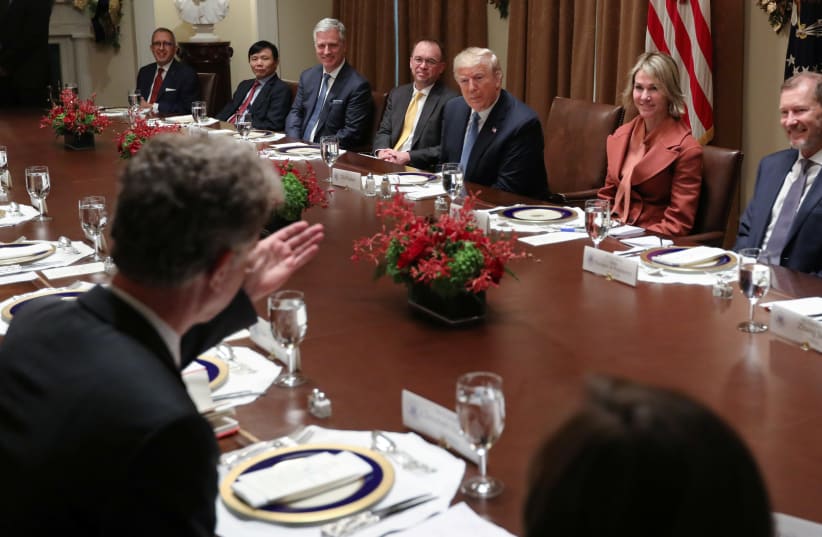 U.S. President Trump hosts luncheon with UN Security Council representatives at the White House in Washington (photo credit: REUTERS)