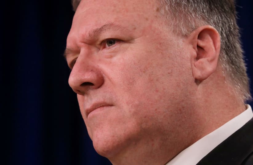 US Secretary of State Mike Pompeo addresses a news conference at the State Department in Washington, US, April 7, 2020. (photo credit: REUTERS/LEAH MILLIS)