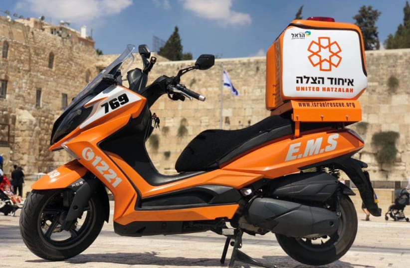 A United Hatzalah Ambucycle (photo credit: ELIZABETH SUTTON)