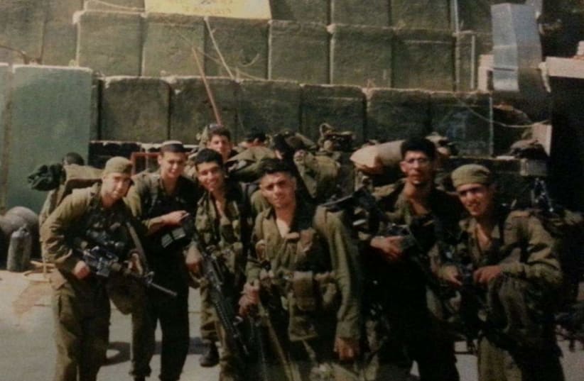 Lt.-Col. (res.) Shay Shemesh with members of his platoon during their time in Lebanon (photo credit: SHAY SHEMESH)