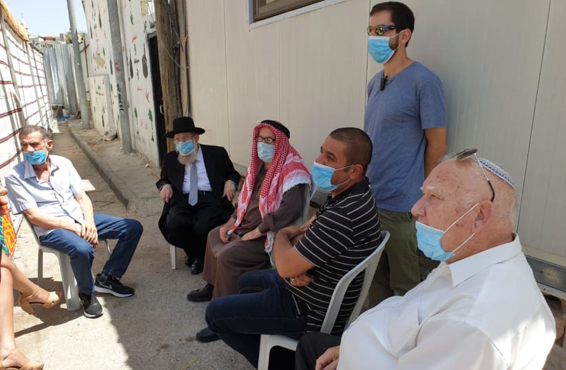Chief Rabbi of Jerusalem Aryeh Stern visiting parents of Iyad al-Halak who was killed on Saturday by border police (photo credit: OFFICE OF CHIEF RABBI OF JERUSALEM ARYEH STERN)
