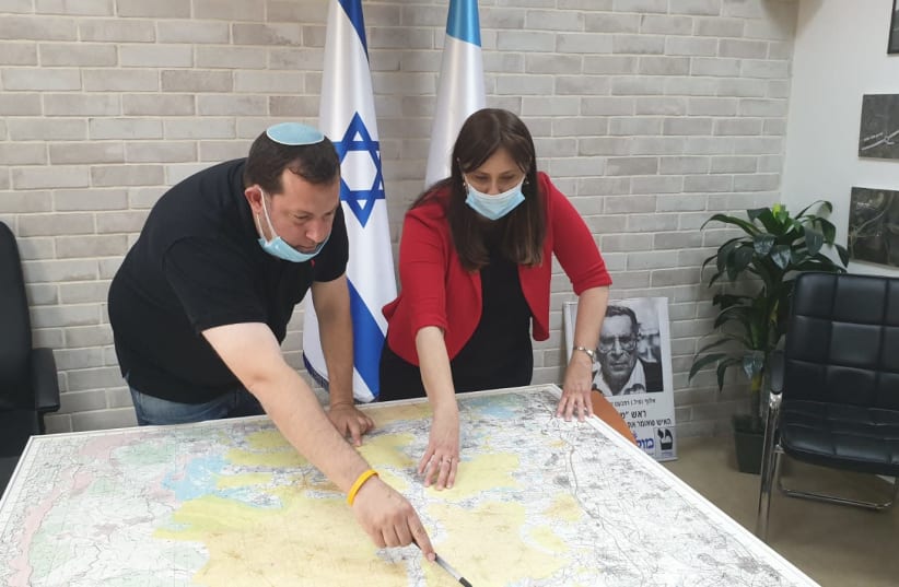 Settlement Affairs Minister Tzipi Hotovely meets with Samaria Regional Council head Yossi Dagan, June 7, 2020 (photo credit: Courtesy)