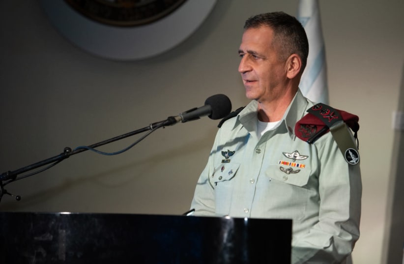 IDF Chief of Staff Aviv Kochavi speaks at a ceremony marking the IDF’s role in the fight against the coronavirus, June 8, 2020. (photo credit: IDF SPOKESPERSON'S UNIT)