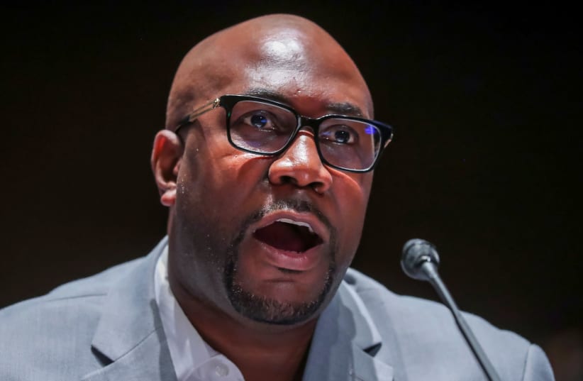 George Floyd's brother, Philonise Floyd gives his opening statement during the House Judiciary Committee hearing on Policing Practices and Law Enforcement Accountability at the U.S. Capitol in Washington, DC, U.S. June 10, 2020. (photo credit: MICHAEL REYNOLDS/POOL VIA REUTERS)