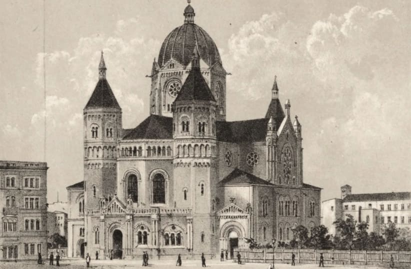 The New Synagogue, Breslau, in a drawing by Robert Geissler. (photo credit: WIKIPEDIA/DIGITAL LIBRARY OF THE SILESIAN VOIVODESHIP)