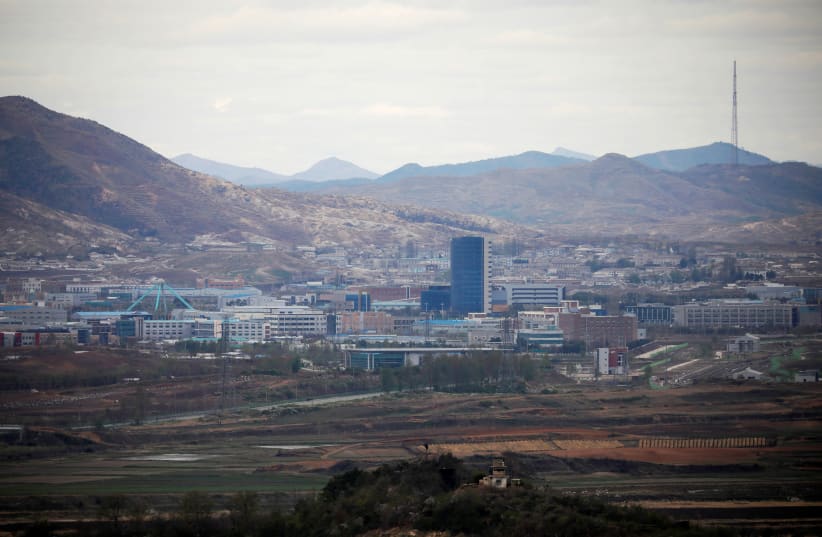The inter-Korean Kaesong Industrial Complex which is still shut down, is seen in this picture taken from the Dora observatory near the demilitarised zone separating the two Koreas, in Paju, South Korea (photo credit: KIM HONG-JI/ REUTERS)