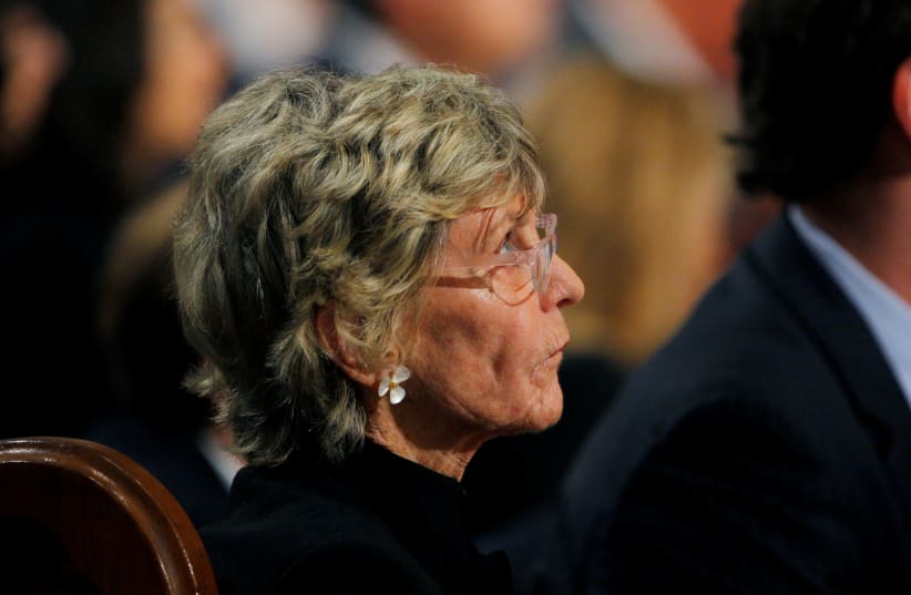 Jean Kennedy Smith, sister of Senator Edward Kennedy, is seen during funeral services for her brother at the Basilica of Our Lady of Perpetual Help in Boston, Massachusetts August 29, 2009 (photo credit: BRIAN SNYDER/REUTERS)