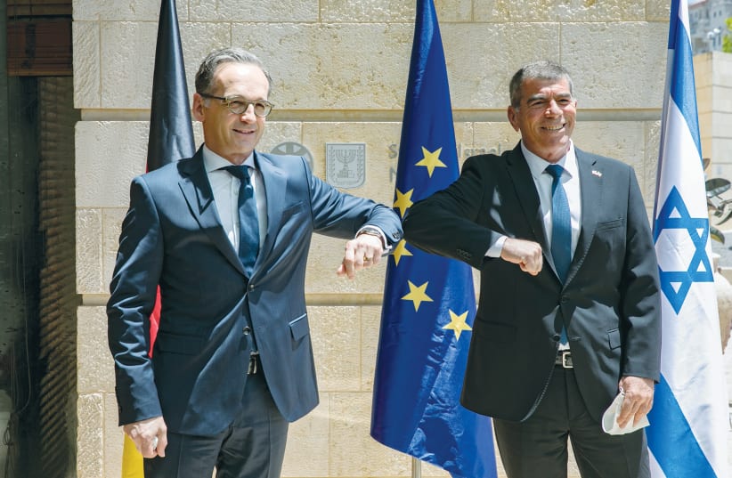 FOREIGN MINISTER Gabi Ashkenazi meets with German Foreign Minister Heiko Maas at the Ministry of Foreign Affairs in Jerusalem last week. (photo credit: OLIVIER FITOUSSI/FLASH90)