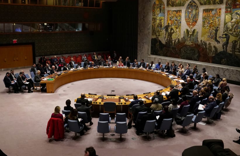 The United Nations Security Council, February 28, 2020 (photo credit: CARLO ALLEGRI/REUTERS)
