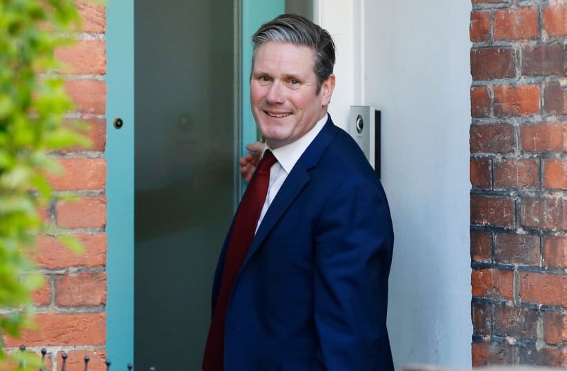 Keir Starmer leaves his London home after being elected the new Labour Party leader, April 4, 2020 (photo credit: HOLLIE ADAMS/GETTY IMAGES/JTA)
