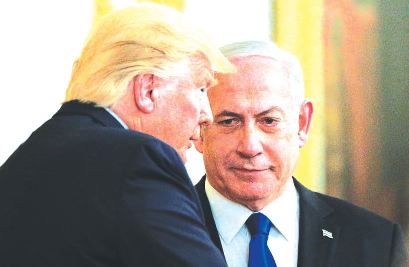 WITH ONE gesture, Netanyahu, seen here with Donald Trump, could return the Palestinian cause to center-stage diplomatically while sabotaging new Arab alliances. (photo credit: BRENDAN MCDERMID/REUTERS)