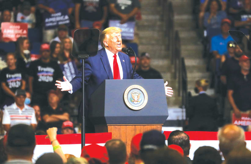 US PRESIDENT Donald Trump holds his first reelection campaign rally in several months in Tulsa, Oklahoma, on Saturday. (photo credit: LEAH MILLIS/REUTERS)