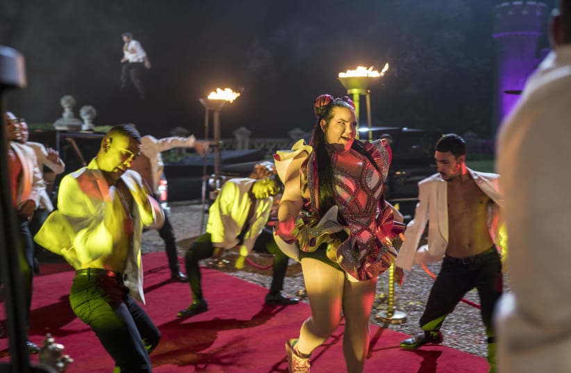 Netta Barzilai in a scene from Eurovision Song Contest: The Story of Fire Saga (photo credit: COURTESY OF NETFLIX/JONATHAN OLLEY)