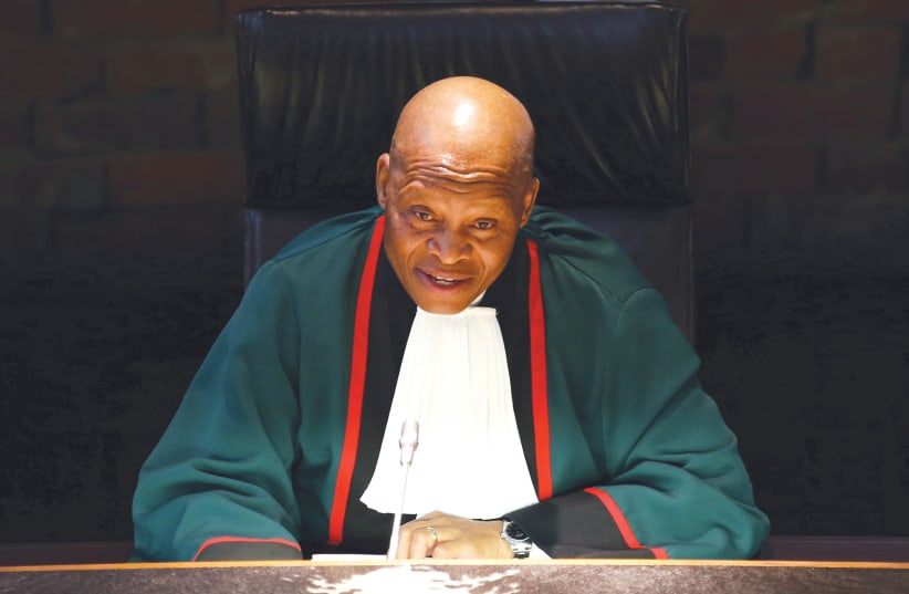 SOUTH AFRICA’S Chief Justice Mogoeng Mogoeng presides over a court session in Johannesburg in 2017. (photo credit: SIPHIWE SIBEKO/REUTERS)