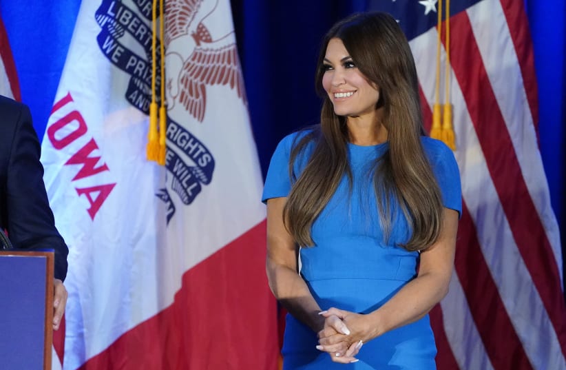 Kimberly Guilfoyle appears at a press conference in Des Moines (photo credit: REUTERS/CARLO ALLEGRI)