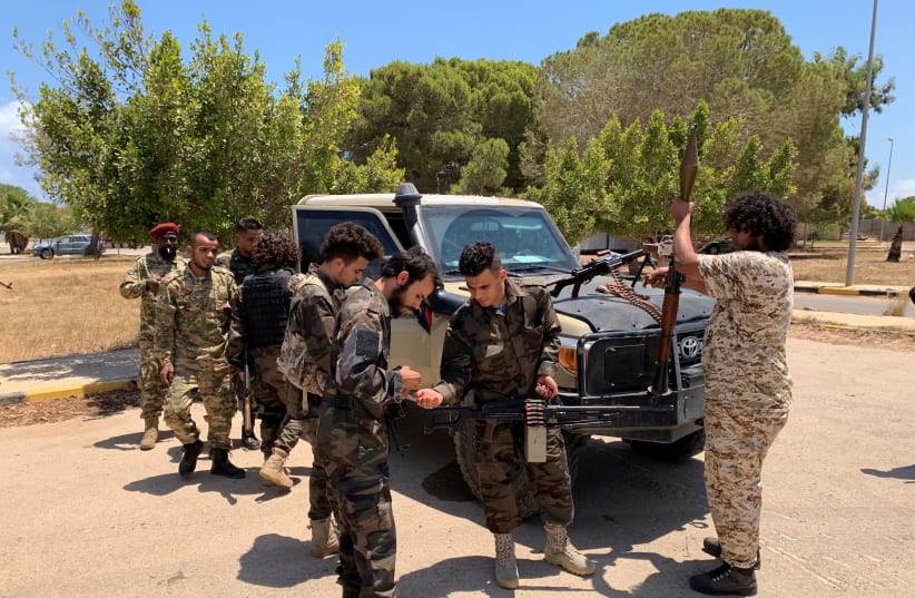 TROOPS LOYAL to Libya’s internationally recognized government are seen in Tripoli, July 2020 (photo credit: AYMAN SAHELY/REUTERS)
