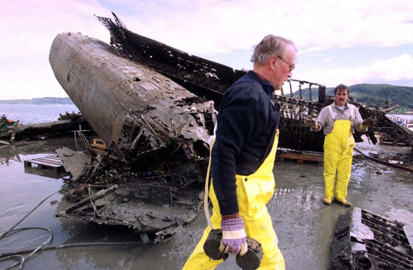 A German warplane which crashed in Trondheim, Norway during WW II and was salvaged in 1999. The novel's main protagonist lived in Trondheim before the Nazis slaughtered the family (photo credit: REUTERS)