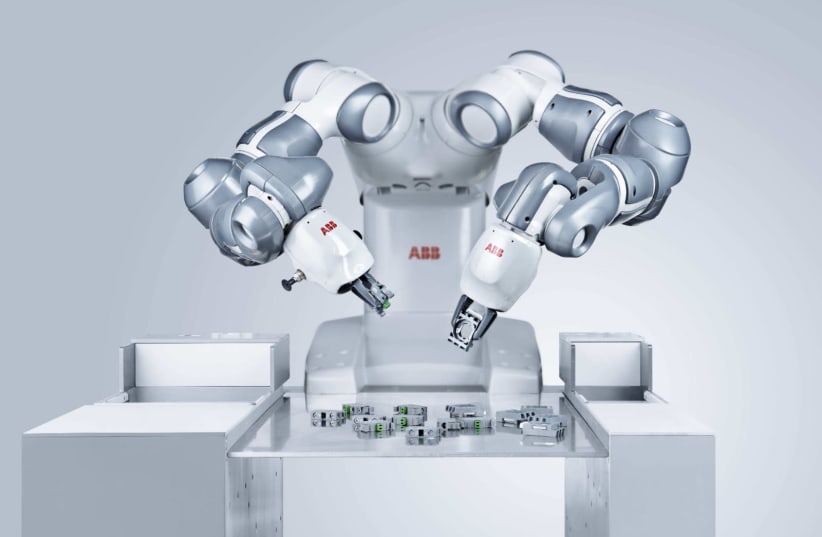 An ABB Yumi robot, with sensors meant to ensure superior safety standards (photo credit: Courtesy)
