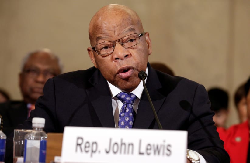 Rep. John Lewis (D-GA) testifies to the Senate Judiciary Committee during the second day of confirmation hearings on Senator Jeff Sessions' (R-AL) nomination to be U.S. attorney general in Washington, U.S., January 11, 2017 (photo credit: REUTERS/JOSHUA ROBERTS)
