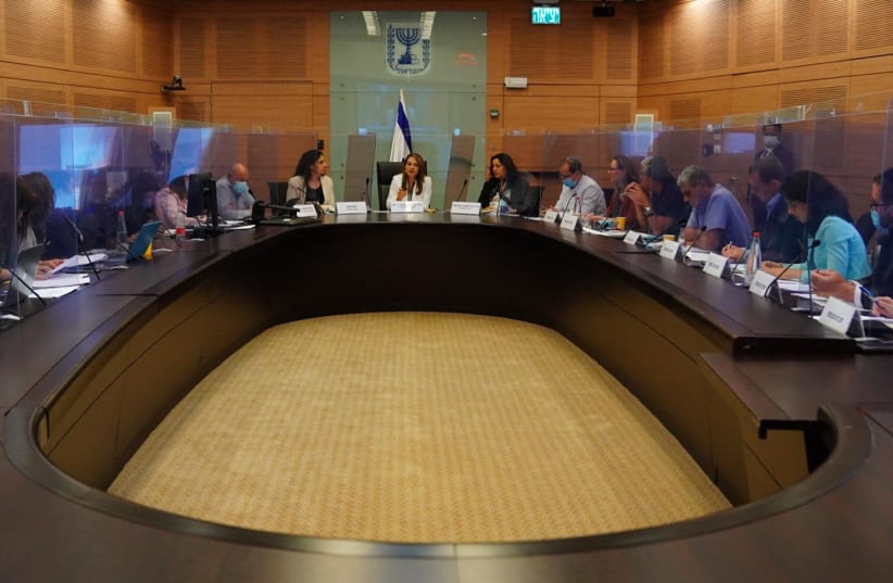 Knesset coronavirus committee meets to discuss ongoing regulations in Israel, July 19, 2020 (photo credit: KNESSET SPOKESWOMAN - ADINA WALLMAN)