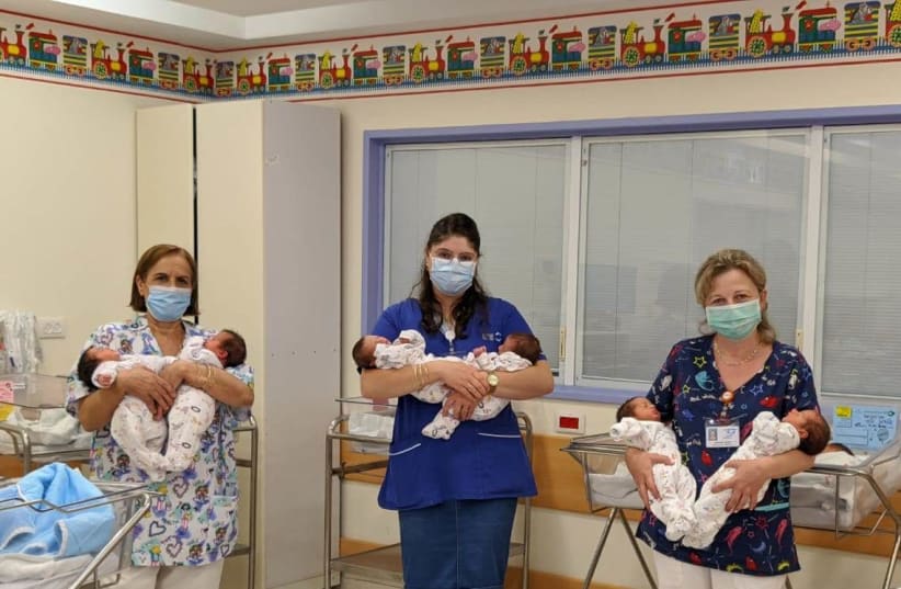 Baby Boom: Shaare Zedek sees five pairs of twins born on same day. (photo credit: SHAARE ZEDEK MEDICAL CENTER)