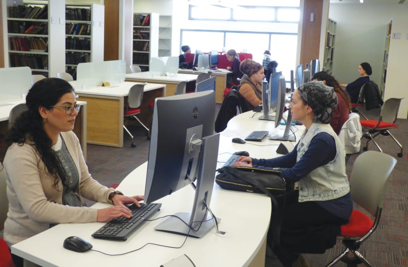 STUDENTS FROM countries around the globe can be found doing research in the Michlalah Jerusalem College library (photo credit: YOSSI KLEIN)