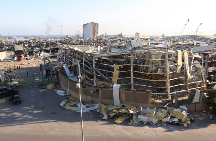 A general view shows damages caused by Tuesday's blast in Beirut's port area, Lebanon, August 6, 2020 (photo credit: REUTERS/AZIZ TAHER)