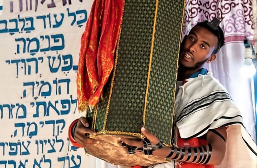 AMSALU AYENEW at the HaTikvah Synagogue in Gondar where he served as a hazzan before his aliyah. (photo credit: Courtesy)