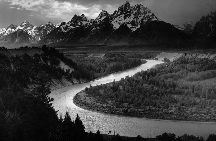 THE TETONS and the Snake River, Ansel Adams, 1942, Grand Teton National Park, Wyoming. (photo credit: Wikimedia Commons)