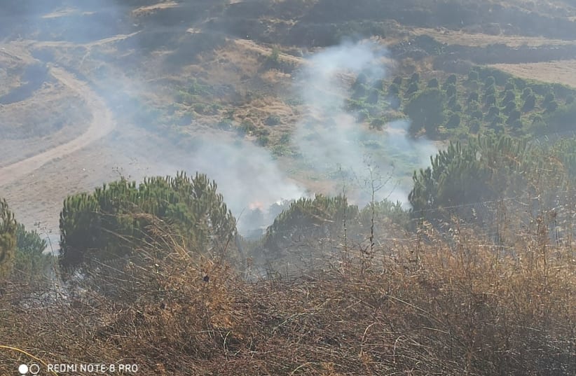 A fire near the settlement of Migdal Oz in Gush Etzion (photo credit: ISRAEL FIRE AND RESUCE SERVICES)