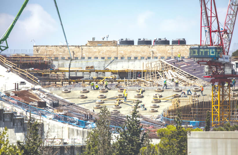 THE CONSTRUCTION site of the new National Library in Jerusalem in August, 2020. (photo credit: OLIVIER FITOUSSI/FLASH90)