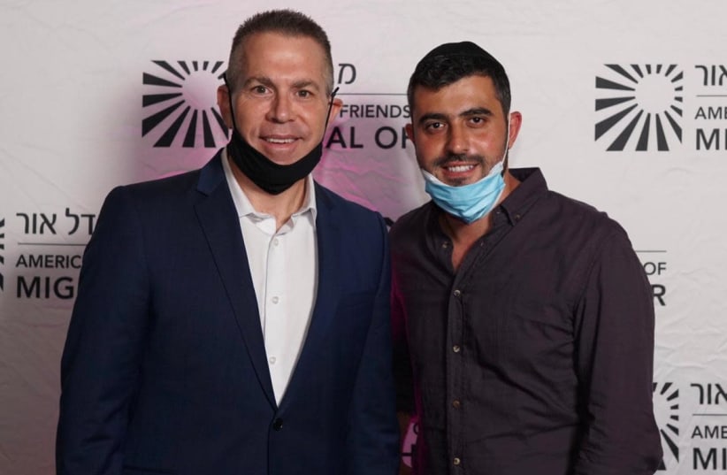 Ambassador Erdan and Ishai Ribo in New York on August 18, 2020 (photo credit: ZACHARY MARGULIES)