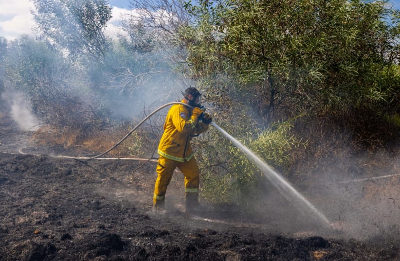 Fire and Rescue Services working to put out fire in 22 different locations, August 21, 2020.  (photo credit: TZAFRIR NIR)