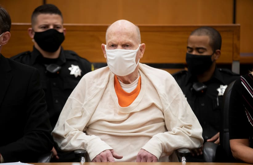 Joseph James DeAngelo, known as the Golden State Killer, attends the third day of victim impact statements at the Gordon D. Schaber Sacramento County Courthouse in Sacramento, California, US August 20, 2020.  (photo credit: REUTERS)
