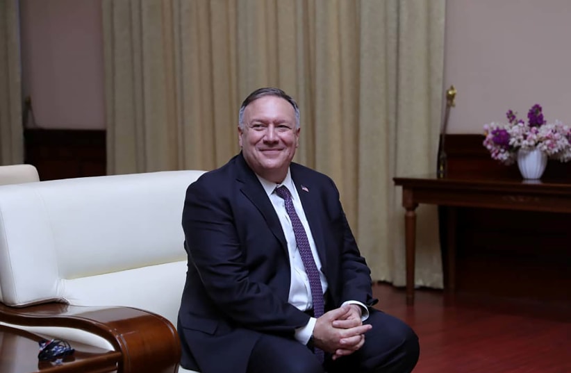 US Secretary of State Mike Pompeo visiting Sudan, 2020. (photo credit: SOVEREIGN COUNCIL MEDIA OFFICE/HANDOUT VIA REUTERS)