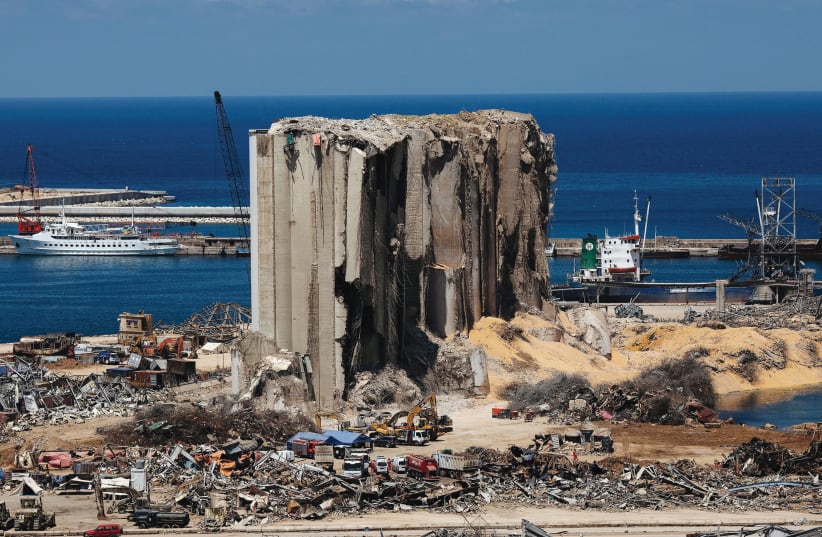 Damaged Beirut Port area, August 17 (photo credit: ALKIS KONSTANTINIDIS / REUTERS)