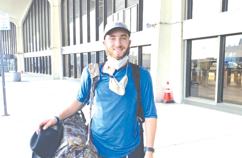 Yosef Boteach, arriving in Israel before heading to pre-military academy in the South. August 2020 (photo credit: Courtesy)