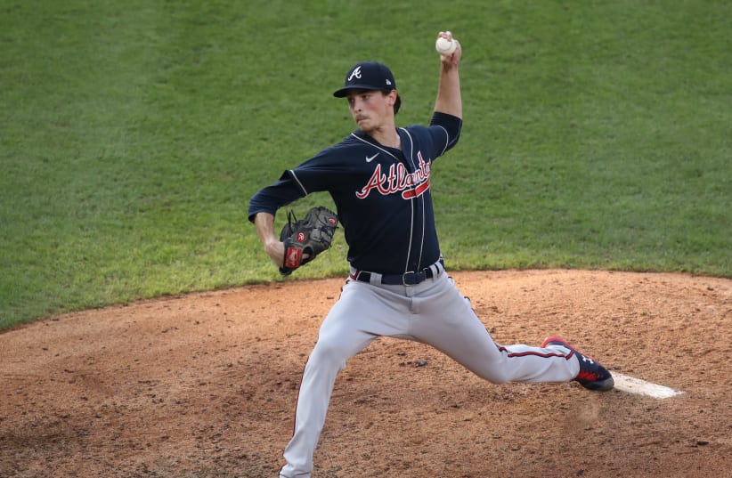 Max Fried pitches in a game for the Atlanta Braves against the Philadelphia Phillies at Citizens Bank Park in Philadelphia, Aug. 9, 2020 (photo credit: KYLE ROSS/ICON SPORTSWIRE VIA GETTY IMAGES/JTA)