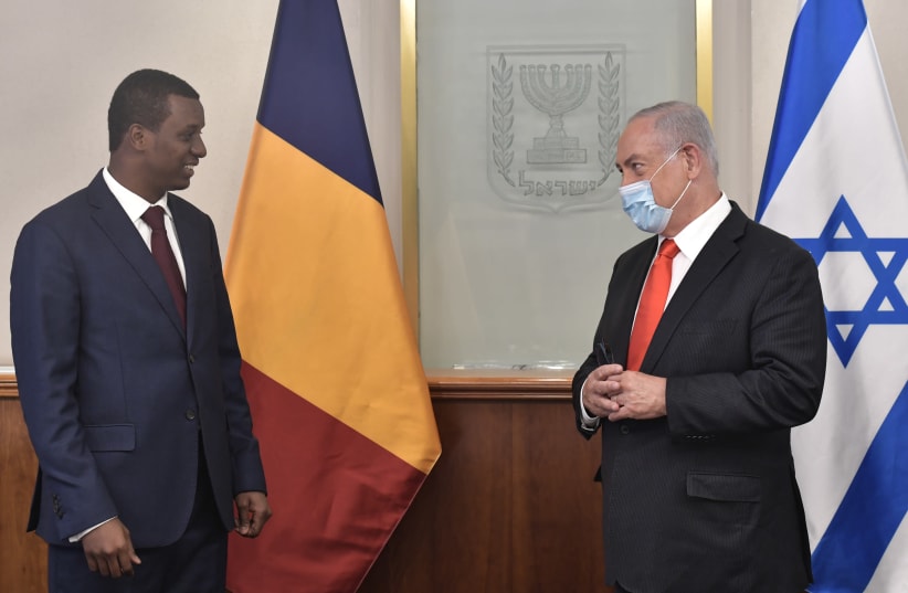 Prime Minister Benjamin Netanyahu meets with Deputy Director of Chad's civil cabinet Abdelkerim Idriss Déby (photo credit: KOBI GIDEON/GPO)