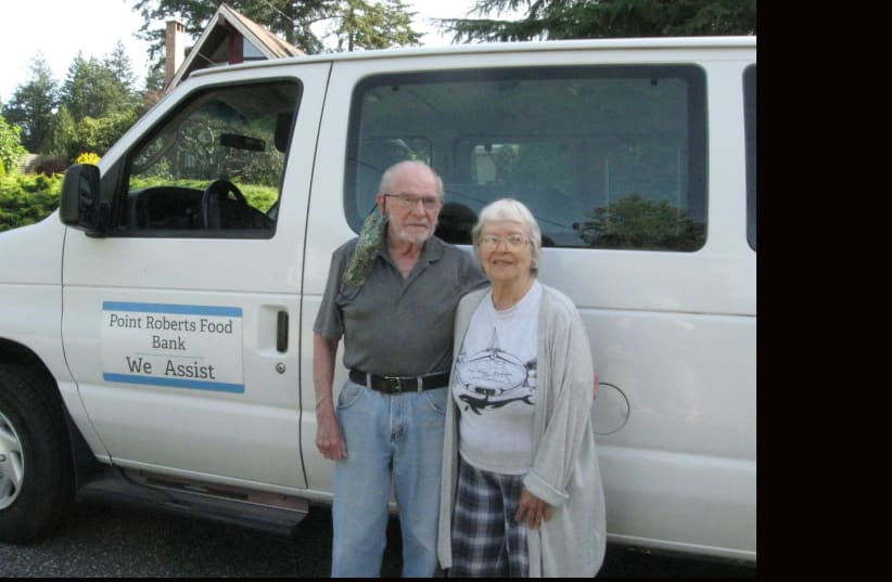 Henry Rosenthal, pictured here with his wife Esther, runs the food back of Point Roberts, Washington.  (photo credit: JTA)