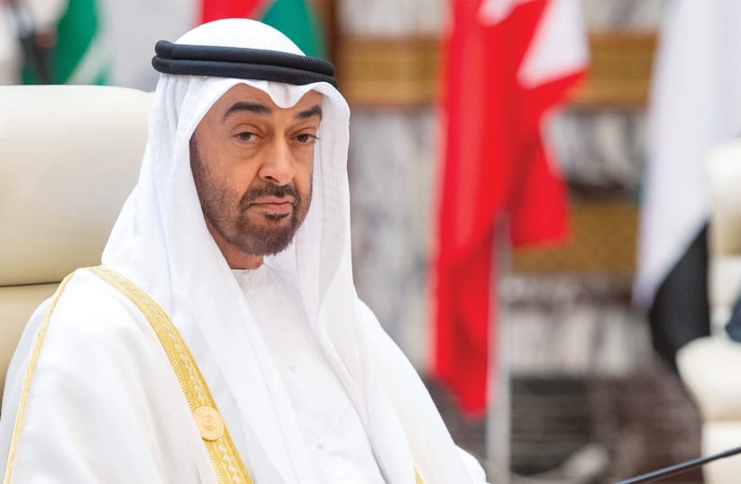 ABU DHABI’S Crown Prince Sheikh Mohammed bin Zayed al-Nahyan attends the Gulf Cooperation Council summit in Mecca, Saudi Arabia, last year. (photo credit: BANDAR ALGALOUD/COURTESY OF SAUDI ROYAL COURT/REUTERS)