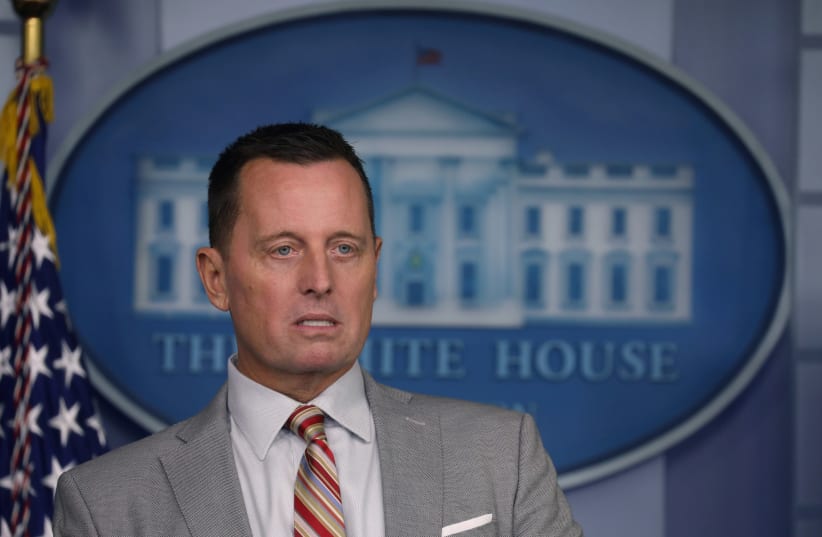 White House Advisor Richard Grenell takes part in a press briefing at the White House in Washington, US, September 4, 2020 (photo credit: REUTERS/LEAH MILLIS)
