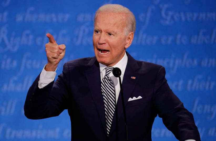 Democratic presidential nominee Joe Biden participates in the first 2020 presidential campaign debate with U.S. President Donald Trump. (photo credit: REUTERS)