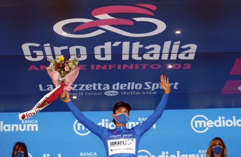 Rick Zabel takes home the maglia azzurra during the first stage of the 2020 Giro d'Italia (photo credit: BETTINI PHOTO)