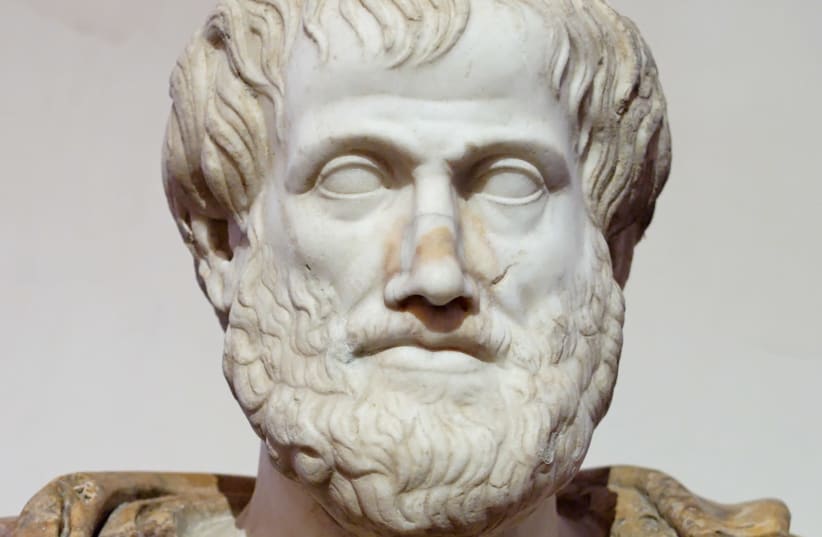 A Roman copy in marble of a Greek bronze bust of Aristotle by Lysippos, circa 330 BC (photo credit: WIKIPEDIA)