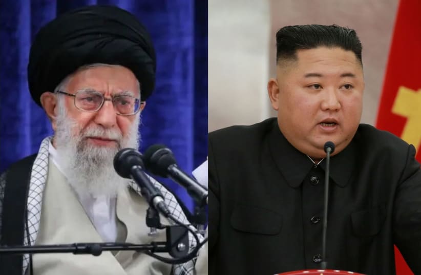 Iranian Supreme Leader Ayatollah Ali Khamenei and North Korea's Supreme Leader Kim Jong Un  (photo credit: CANVA.COM)